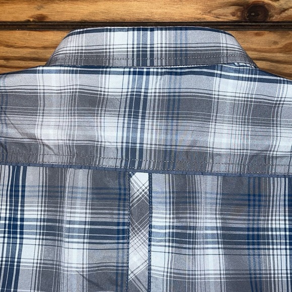 Kuhl Pearl Snap Shirt Mens Medium Blue Eluxur Plaid Short Sleeve Outdoor Casual - Picture 9 of 10